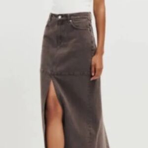Reformation Dark Brown Maxi Skirt